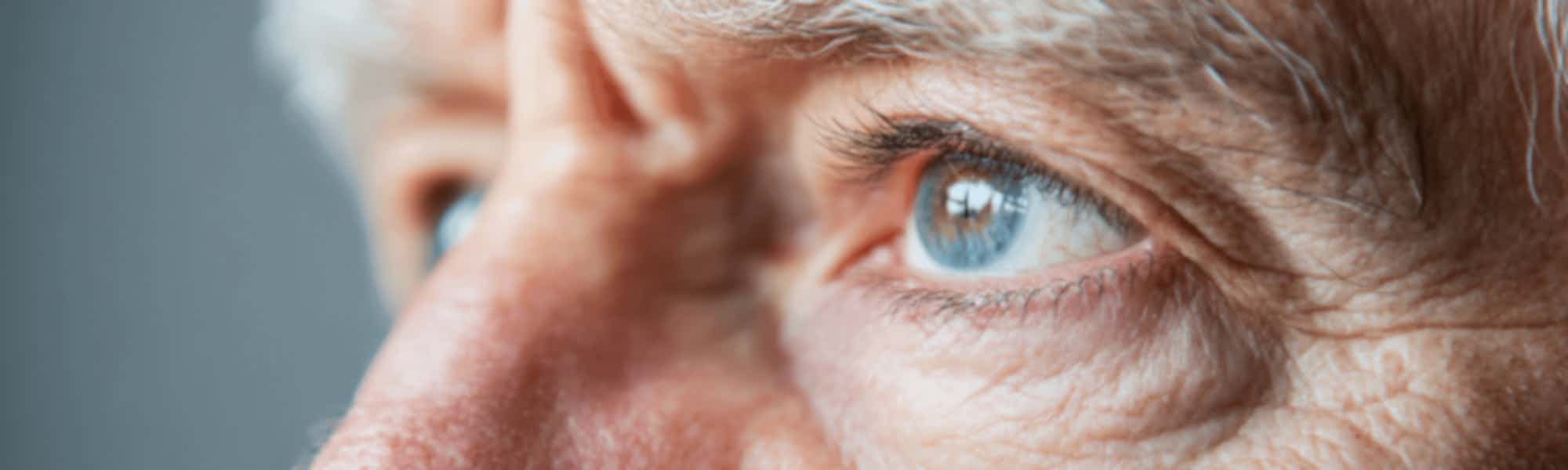 A man having an assessment of eye health and vision