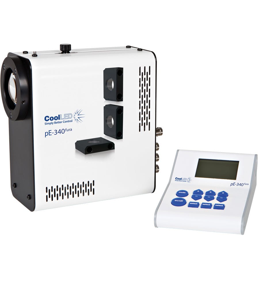 CoolLED pE-340fura is a bespoke LED Illuminator for Fura-2 ratiometric calcium imaging