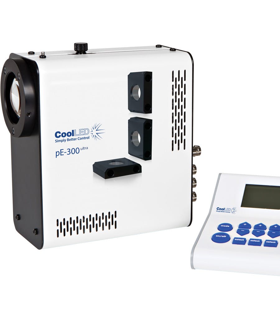 CoolLED pE300 ultra for in-vitro optogenetics and high-speed fluorescence microscopy