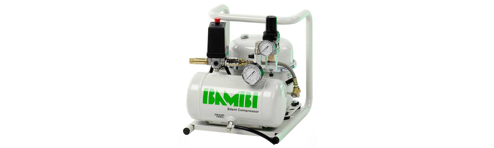 We provide a number of air compressors from Bambi, designed for applications demanding the highest quality air supply with all the benefits of very low noise levels.