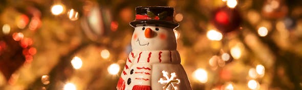 Christmas candle snowman with lights